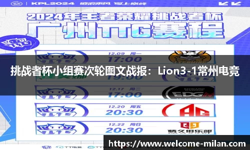 挑战者杯小组赛次轮图文战报：Lion3-1常州电竞